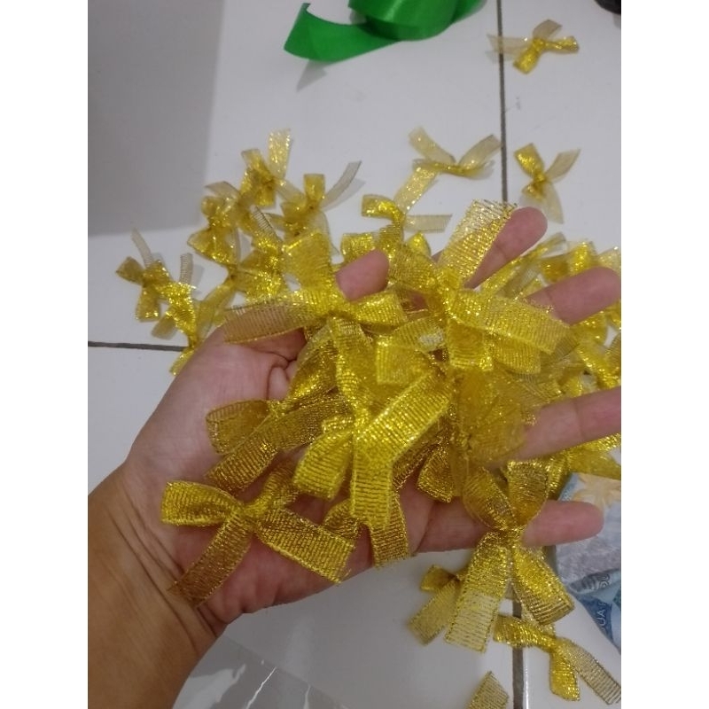 

{50pcs} pita souvenir gold silver satin lebar 1cm