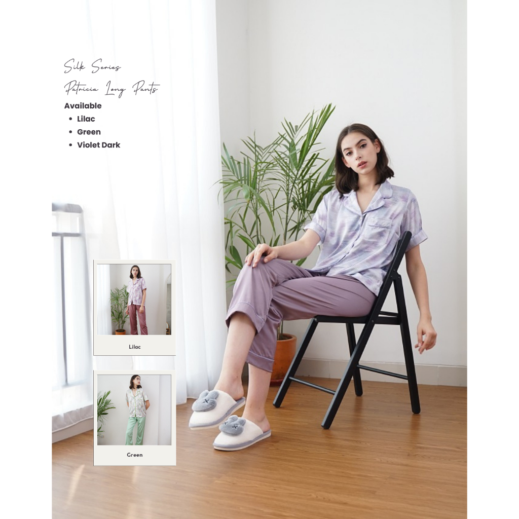 PIYAMA WANITA BAHAN SATIN / BAJU TIDUR WANITA SATIN SILK PREMIUM PATRICIA / PIYAMA ORGANIC LENGAN PE