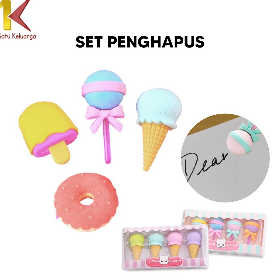 

Murah Satu Keluarga Penghapus Pensil Set 4IN1 Motif Lolipop A53 Eraser Ice Cream Alat Tulis Penghapus Lucu Isi 4pcs Karakter Donat Import ➚➹✲