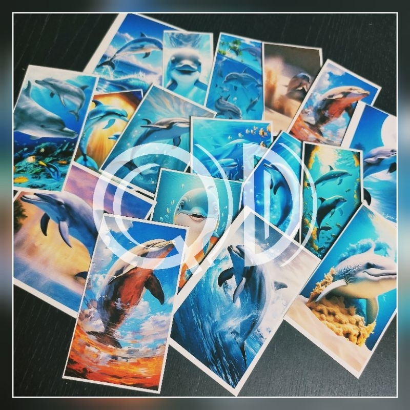 

isi 17 pcs photo stiker dolpin sticker glossy gambar dolpin cute aesthetic