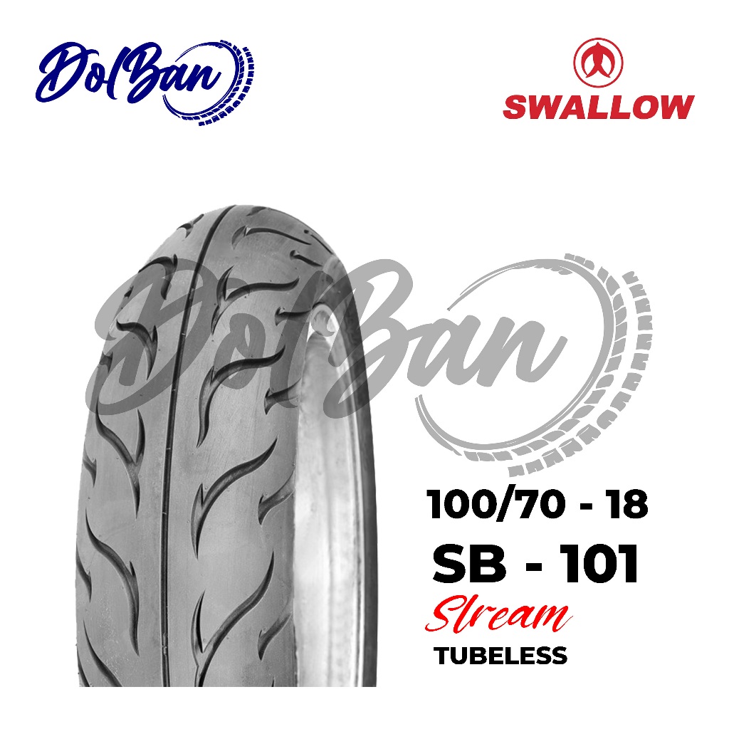 BAN LUAR MOTOR SWALLOW 100/70-18 RING 18 SB-101 STREAM TUBELESS