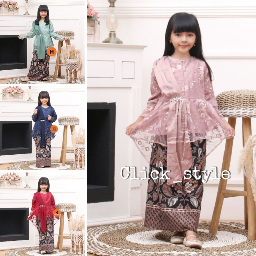 Baju brokat anak umur 6-10th kebaya anak perempuan pakaian pesta anak | Kebaya Anak Perempuan Modern