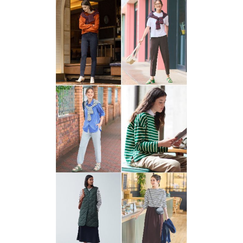 T-shirt garis lengan panjang uniqlo