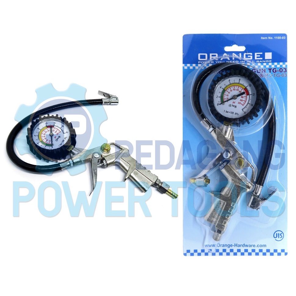 Harga murah ORANGE INFLATING GUN TIRE INFLATOR AIR PRESSURE UKURAN POMPA ANGIN BAN 52