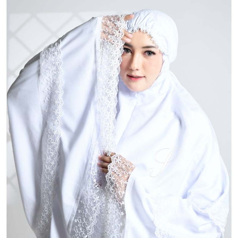 Bergo/Kerudung Instan bergo 2in1 Jumbo umroh /Jilbab Khimar Hijab Ihrom Haji dewasa putih