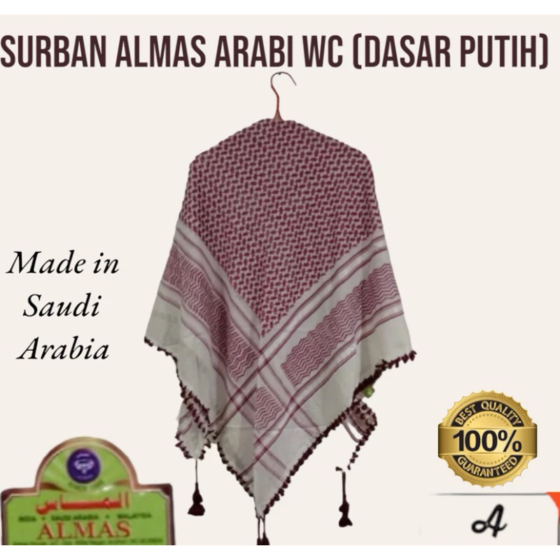 Surban Almas Arabi Dasar Putih WC