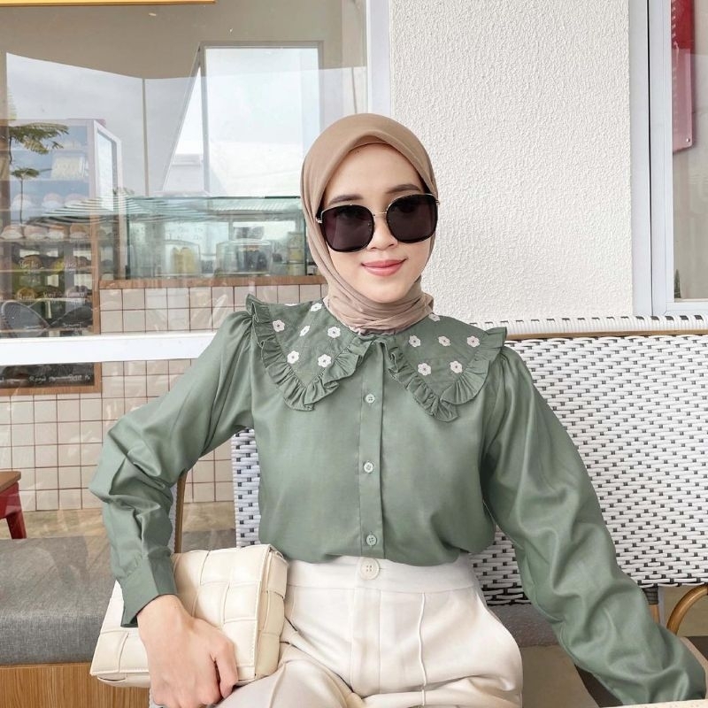 Preloved Audrey Blouse Sage by Vanilla Hijab