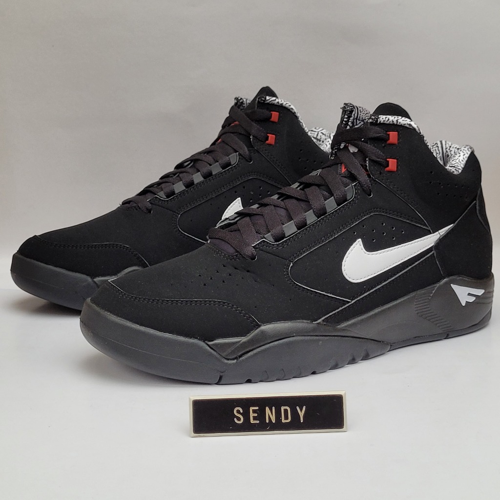 Nike Air Flight Lite Mid DQ7687-003 Original 100% Ori Black White Varsity Red Hitam Sepatu Basket Sn