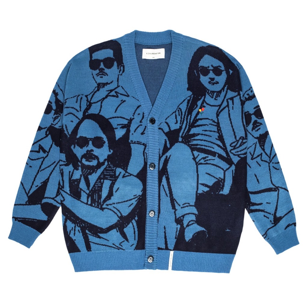 KZL X The Adams Collaboration DEPICTION - Knitted Cardigan Stone Blue
