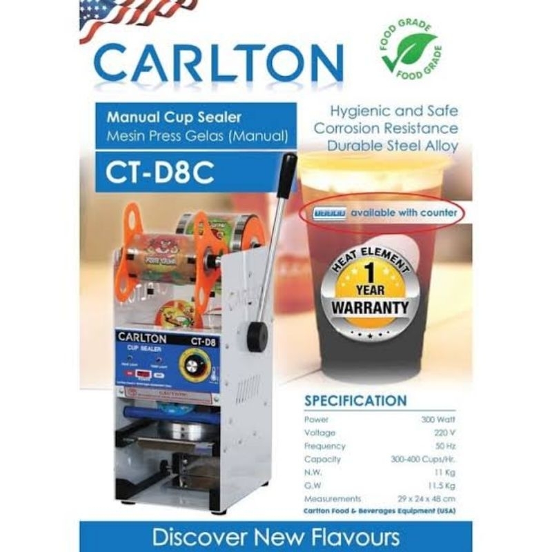Mesin Press Gelas Manual Digital Counter CARLTON CTD8C / Cup Sealer Manual With Digital Counter CARL