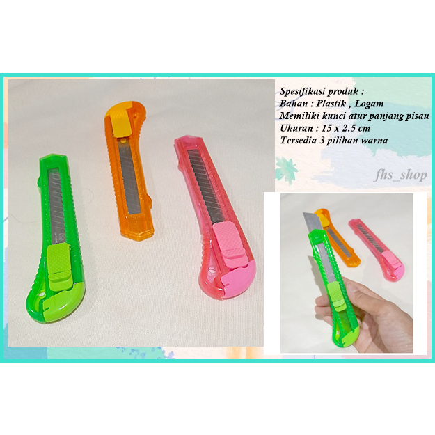 

Cutter Transparan warna Pemotong Kertas Cutter Lucu Cutter Murah Glory A18 Transparan Color Cutter