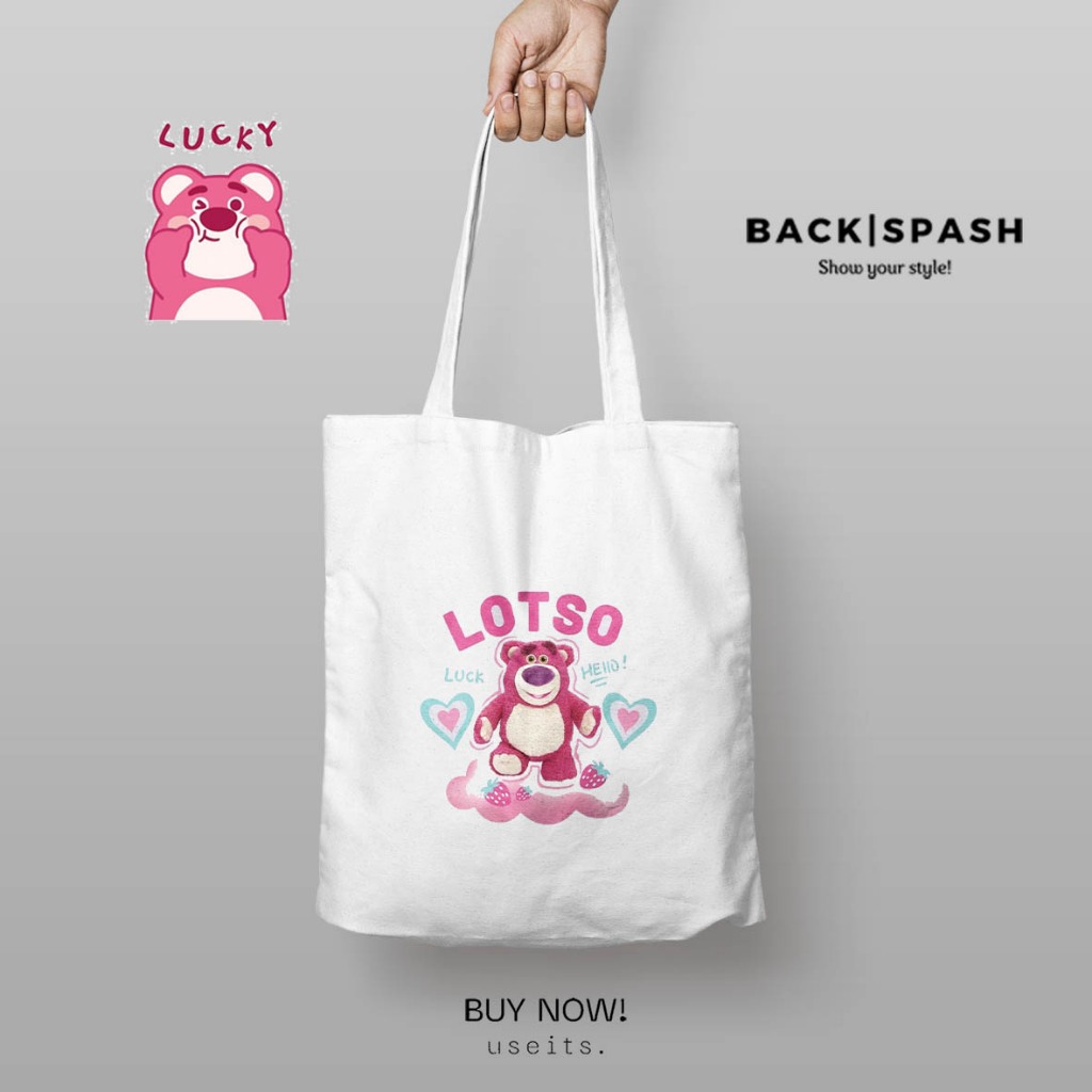 Totebag Lotso TPC - Lotso - Tas selempang Lotso - Lotso Miniso - Barang Lotso - Gift Lotso - Lotso G