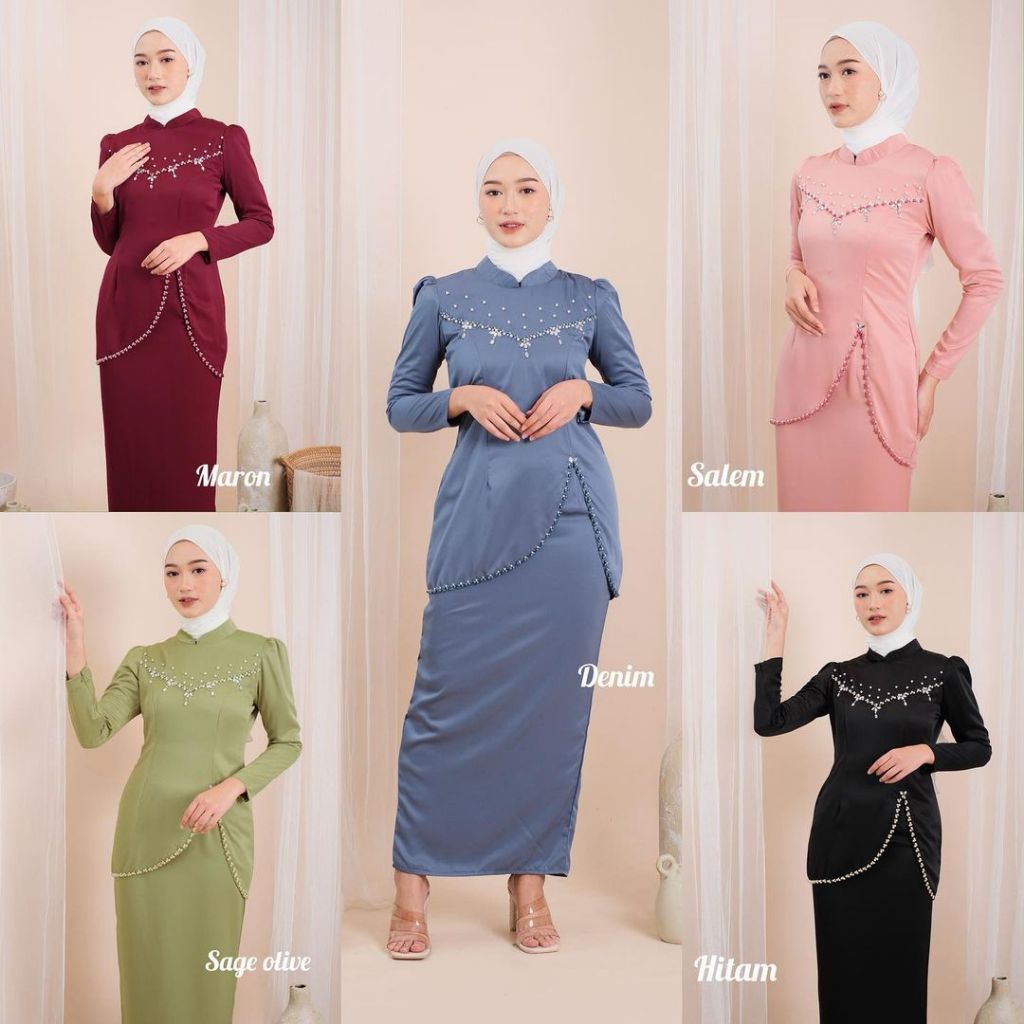 (ADA JUMBO) Oneset Felicya Baju Kurung Melayu Dress Pesta Setelan Wanita Baju Kondangan Kekinian Full Payet 2024