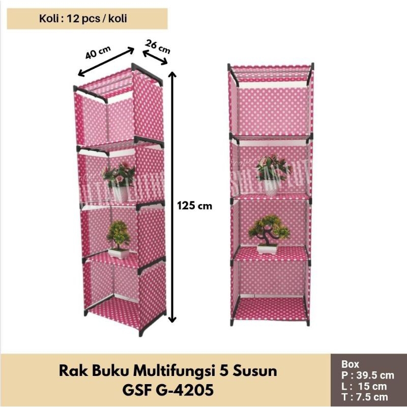 rak buku portable merek GSF tutup belakang