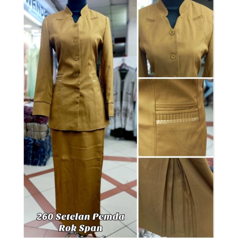 SET BLAZER BAJU SERAGAM PEMDA PNS DINAS WANITA KHAKI KEKI CANTIK MUSLIMAH MURAH AZKIA PEGAWAI NEGRI