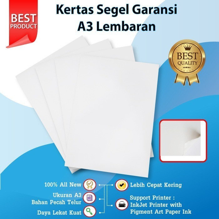 

Kertas Segel Pecah Telur A3 untuk Stiker Garansi Warranty Polos Lembaran