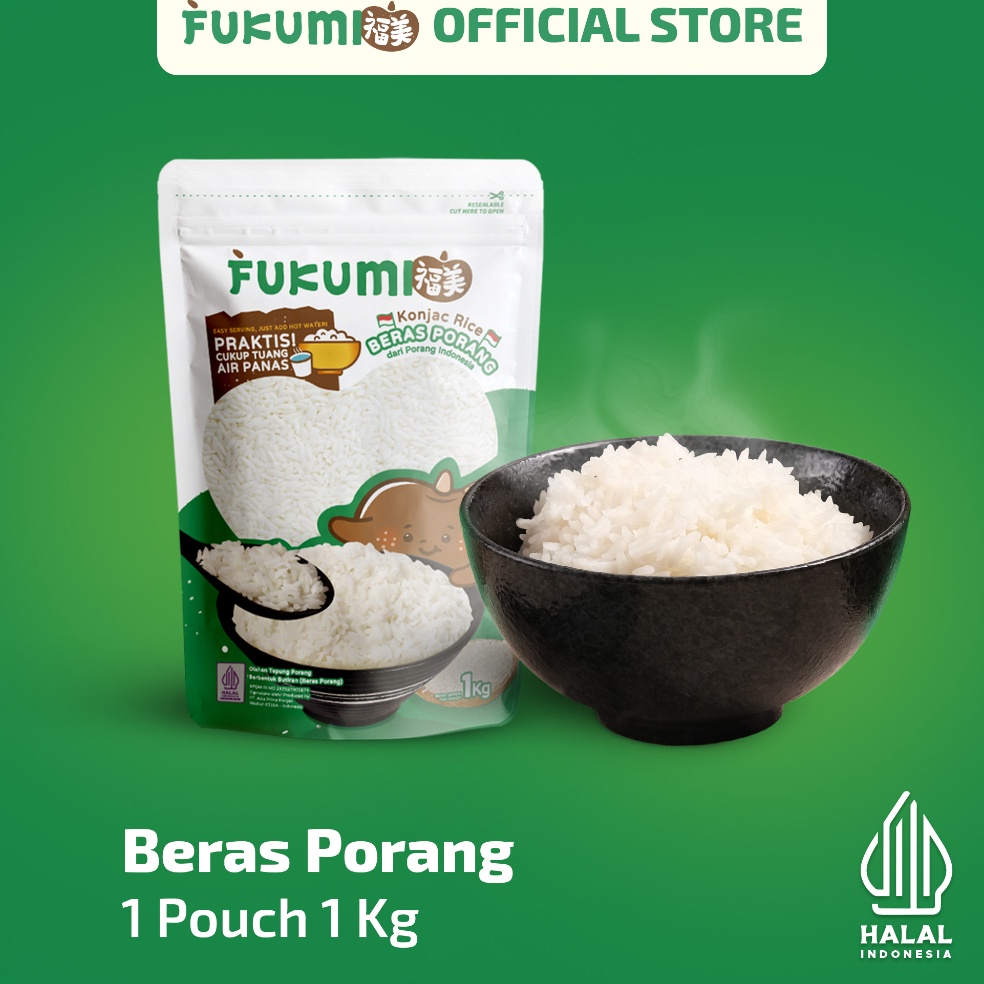 

[☼Y44➤] FUKUMI Beras Porang Pouch 1 Kg - Shirataki / Konjac Rice Promo Semangat