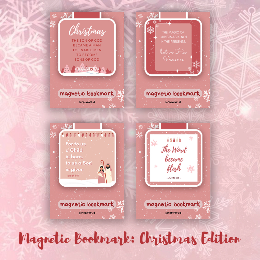 

Pembatas Buku Magnet - Pink Christmas - Natal ♡ | Magnetic Bookmark Alkitab Buku Rohani