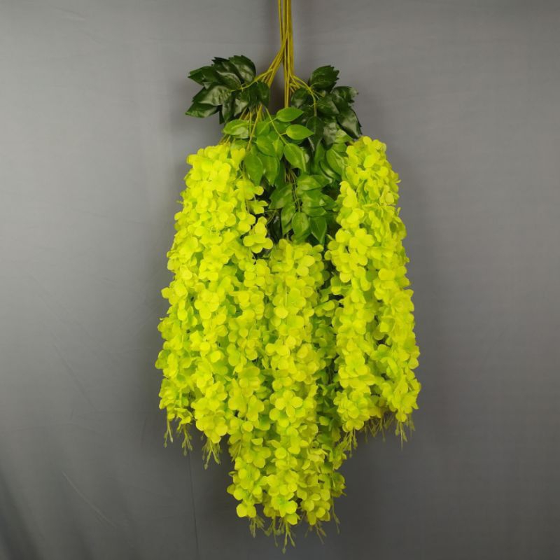 Grosir Lusinan 12pcs Tangkai Bunga Artificial Plastik Wisteria Jumbo Putih Hijau Merah Pink Juntai