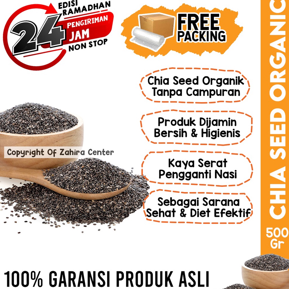 

Bests3ller Organic Black Chia Seed 500Gr Premium Nikmat Dijamin Bersih Higienis Untuk Diet Ketogenic Keto [36]