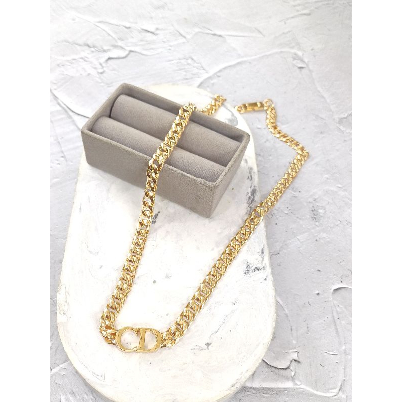 Kalung rantai sisik naga plat CD, Emas Asli 8K