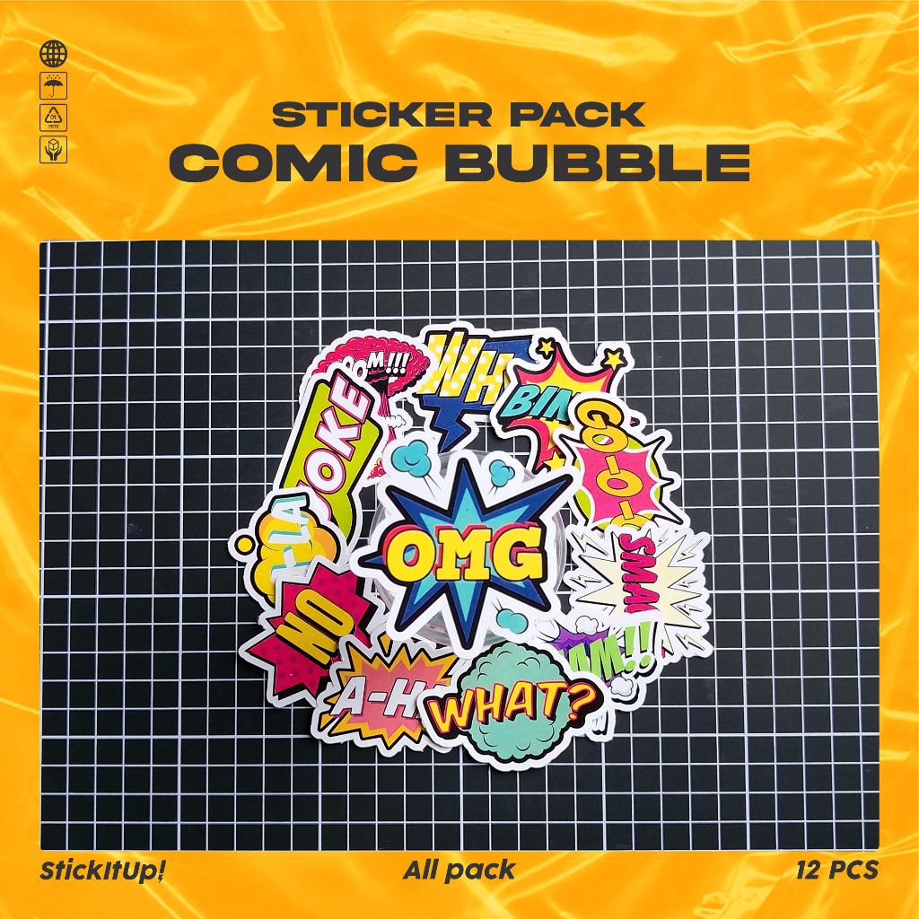

COD✨ StickItUp Stiker Pack Comic Bubble Kawaii Lucu Keren Untuk Koper Laptop Skateboard