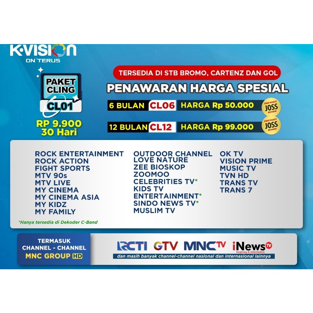 STAR BRANDS K VISION Paket CLING 1Tahun/360 Hari MNC GROUP K-VISION CL12 