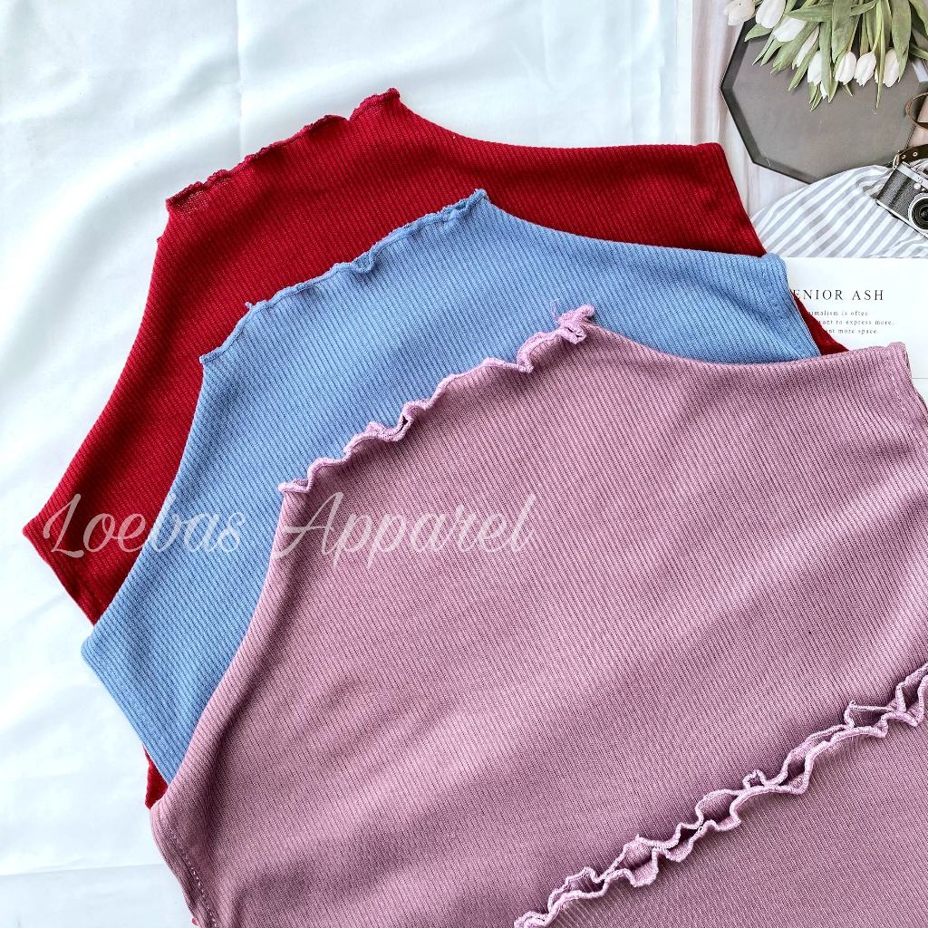 kaos kerah tinggi  Inner rajut Dalaman Wanita Muslim Manset tanpa lengan Bahan Rib Premium bahan lem
