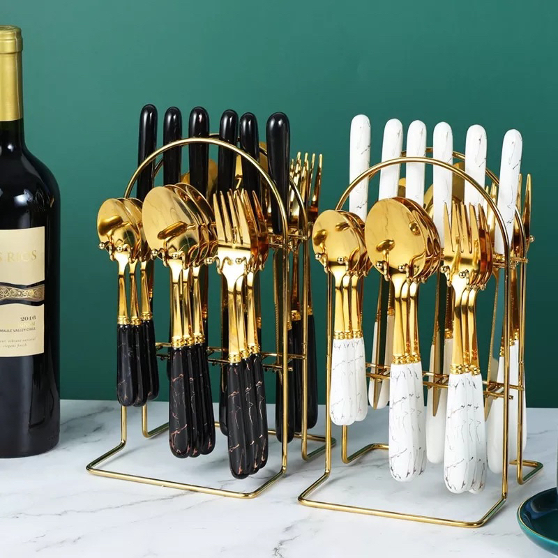 SENDOK SULTAN SET / SENDOK GOLD / CUTLERY SET / STAINLESS STEEL / SENDOK SET MARBLE/ RAK SENDOK TUTU