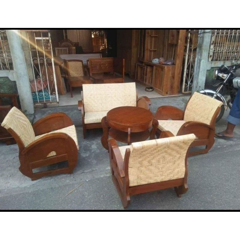 kursi sedan antik rotan kayu jati lama ready furniture Jepara