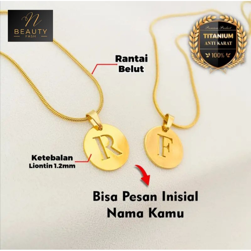 Kalung inisial nama titanium asli / kalung anak dan dewasa / anti karat anti luntur / COD