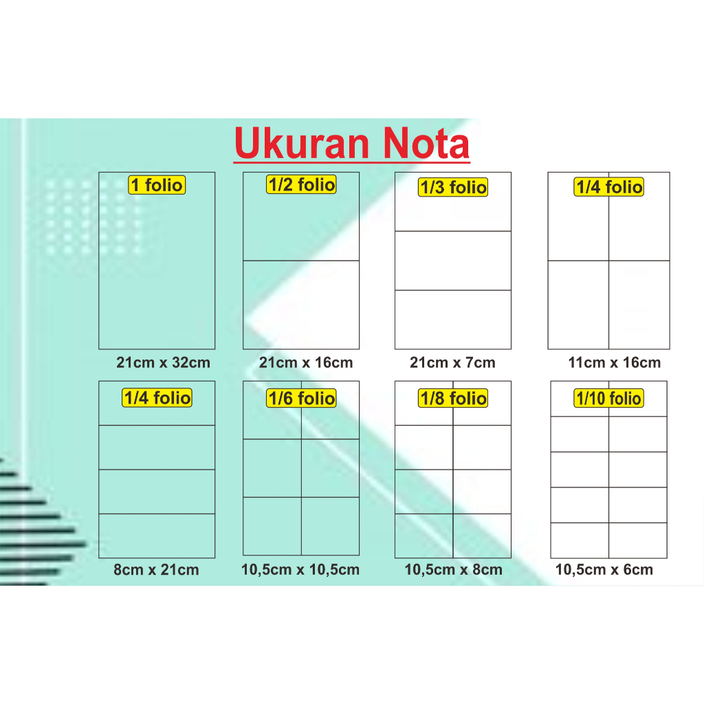 

CETAK NOTA 1RIM UK 1/4 FOLIO 11CM X 16CM ( NOTA TOKO,KANTOR,DLL)