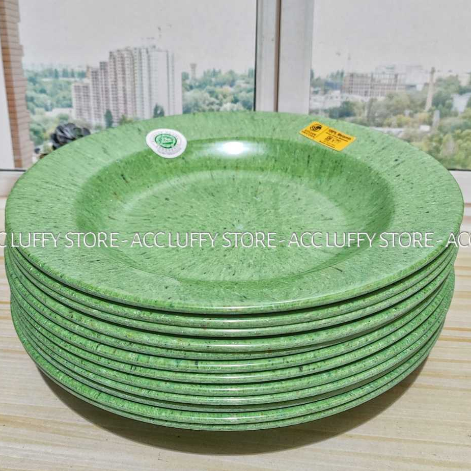 12 PCS/ Satu Lusin Piring Melamin Hijau army - Piring melamin Golden Unicorn - Piring melamin Murah 