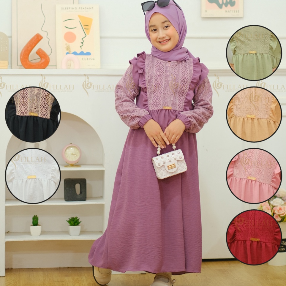 Paket Ekslusif Gamis Anak Perempuan Lydia Kids Baju Muslim Anak Perempuan Dress Anak Perempuan Moder