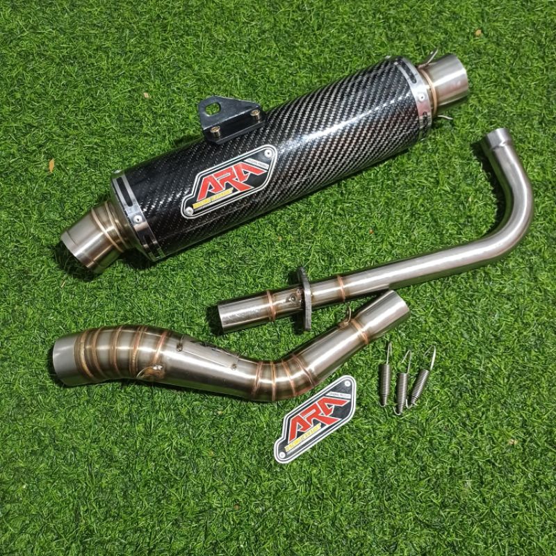 knalpot jupiter z,vega r,supra x125 footstep standar carbon kevlar ori ara racing