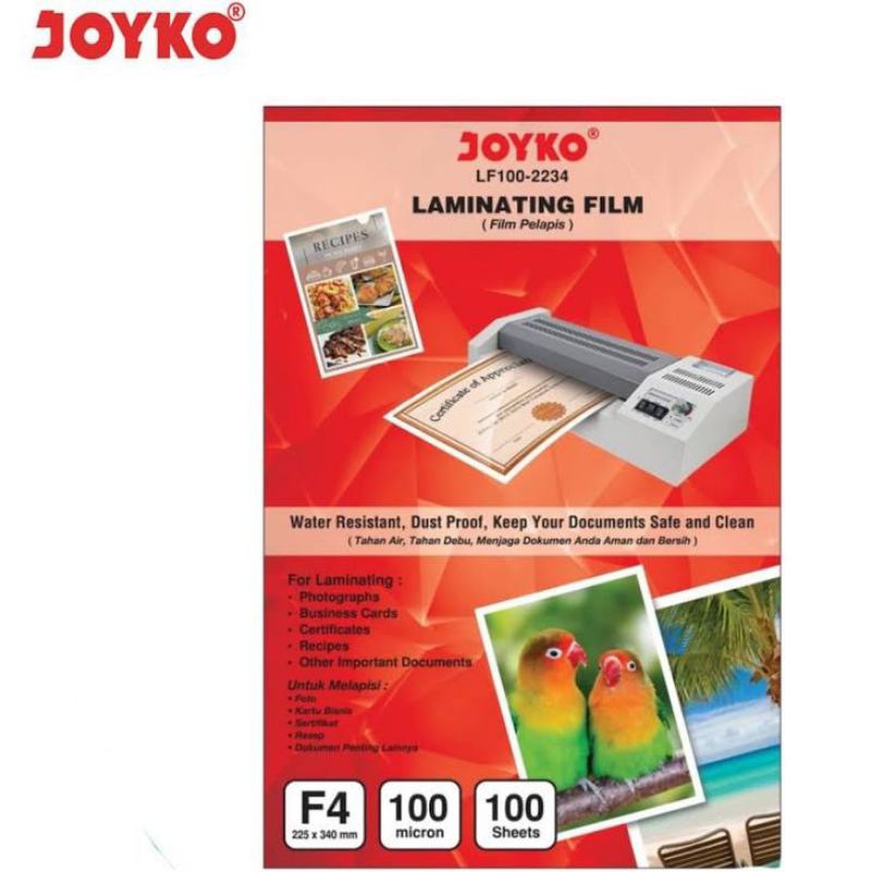 

Plastik Laminating Film F4 Folio Joyko 100 Micron / Plastik Press Laminating