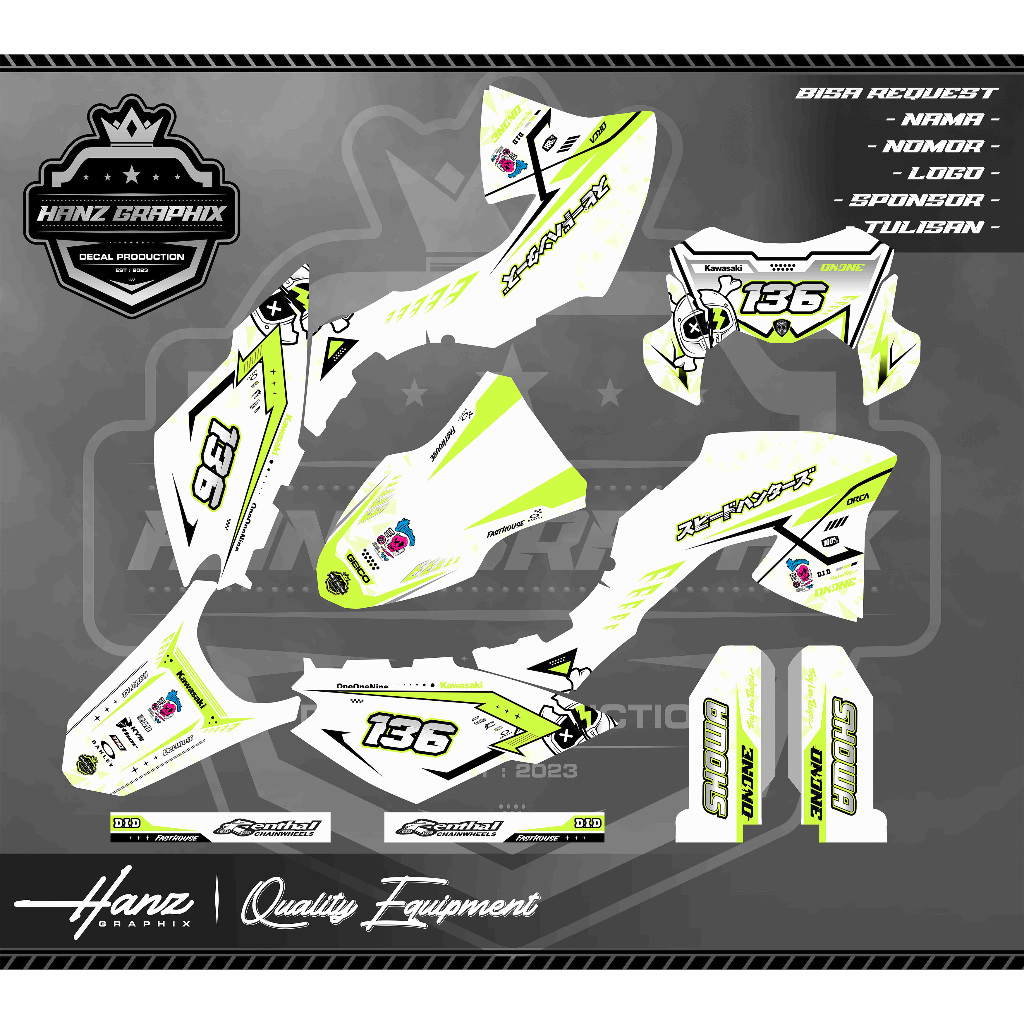 DECAL KLX G / BF / EXTREME FULLBODY KEREN PUTIH STABILO MERAH BIRU GRADISI DAN TOSCA STICKER STIKER 