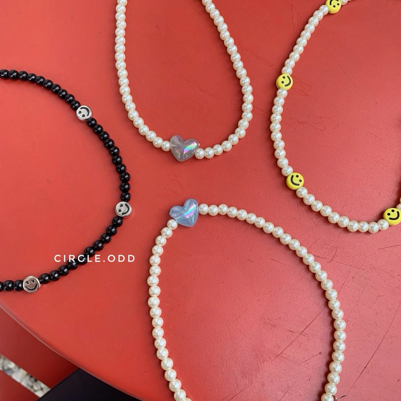 Lova smile Pearls necklace / Aksesoris kalung manik mutiara / Korean Beads necklace /  kalung manik 