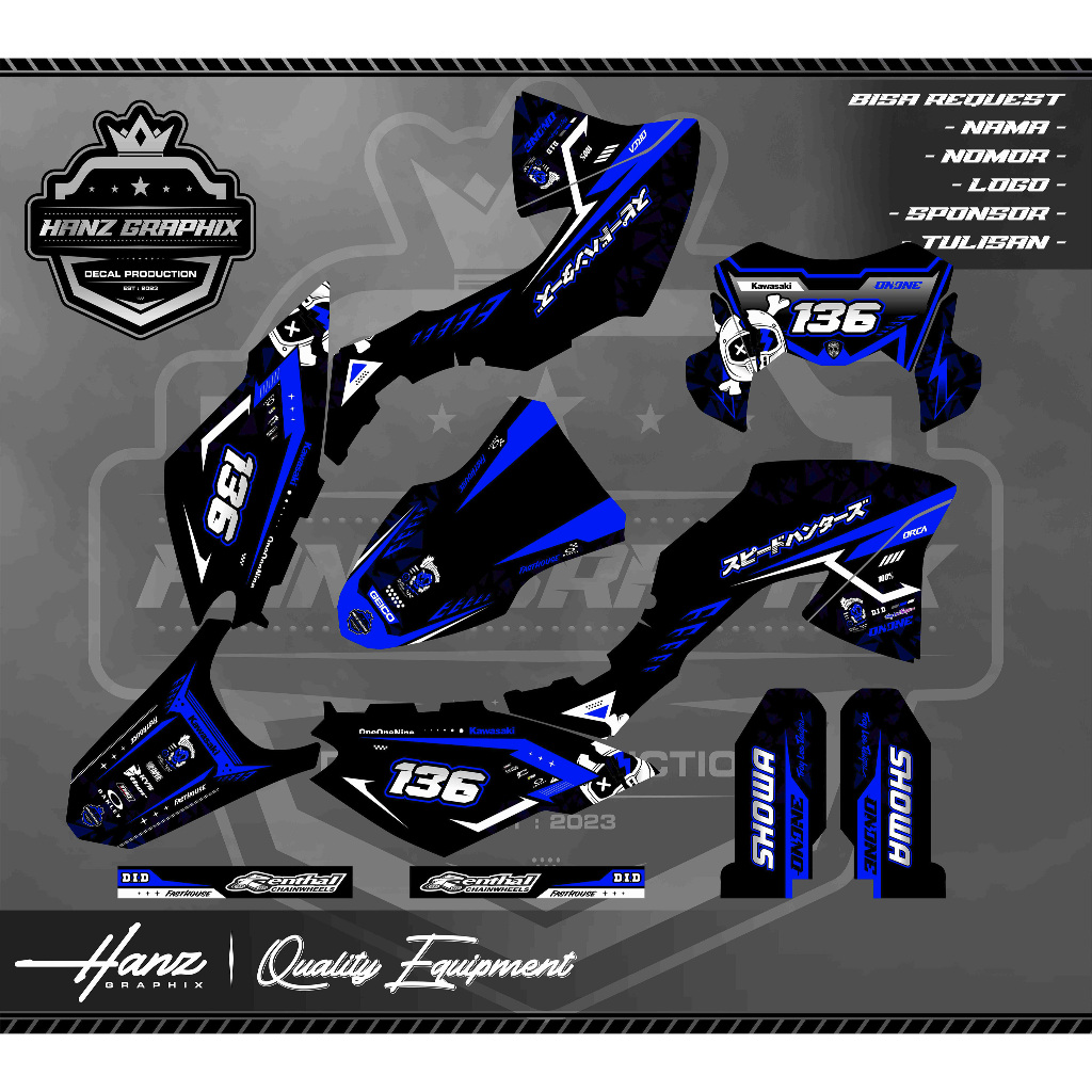 DECAL KLX BF FULLBODY KEREN BIRU HITAM STICKER STIKER FULL BODY