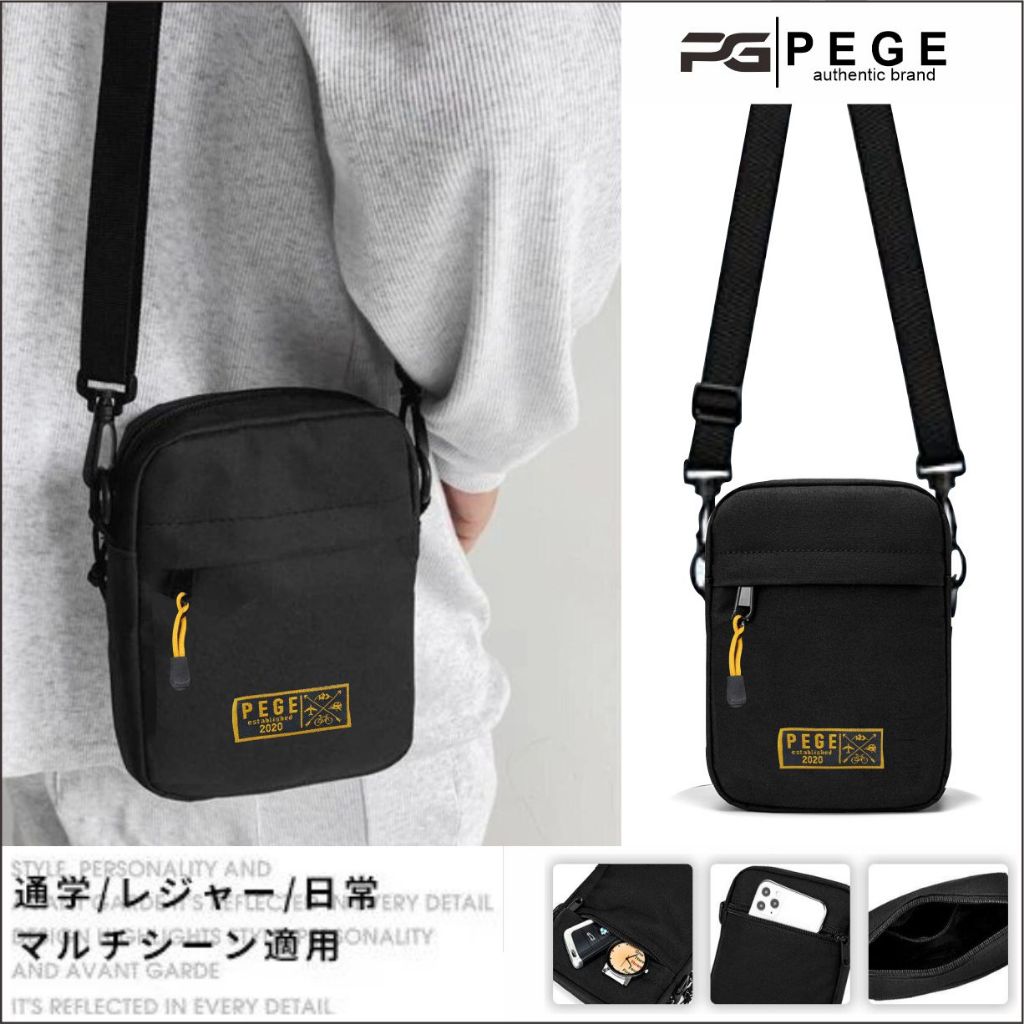 Tas Selempang Pria PEGE Ezzie Sling bag Casual Polos Trendy - PG 8987