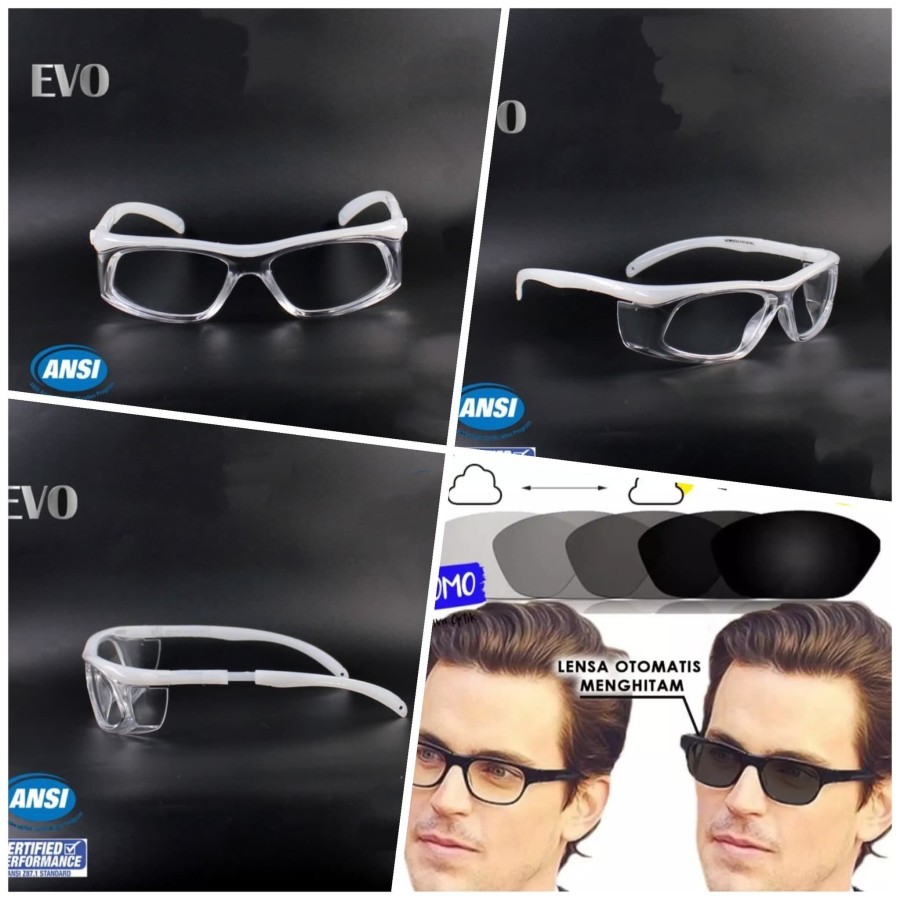 Kacamata Safety APD /free lensa fotocromic berubah warna /minus pria - TRANSPARAN