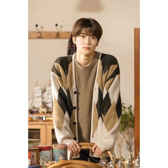 Cardigan Jaehyun nct gaya korean idol outfit oversize bahan rajut tebal halus kekinian big size oute