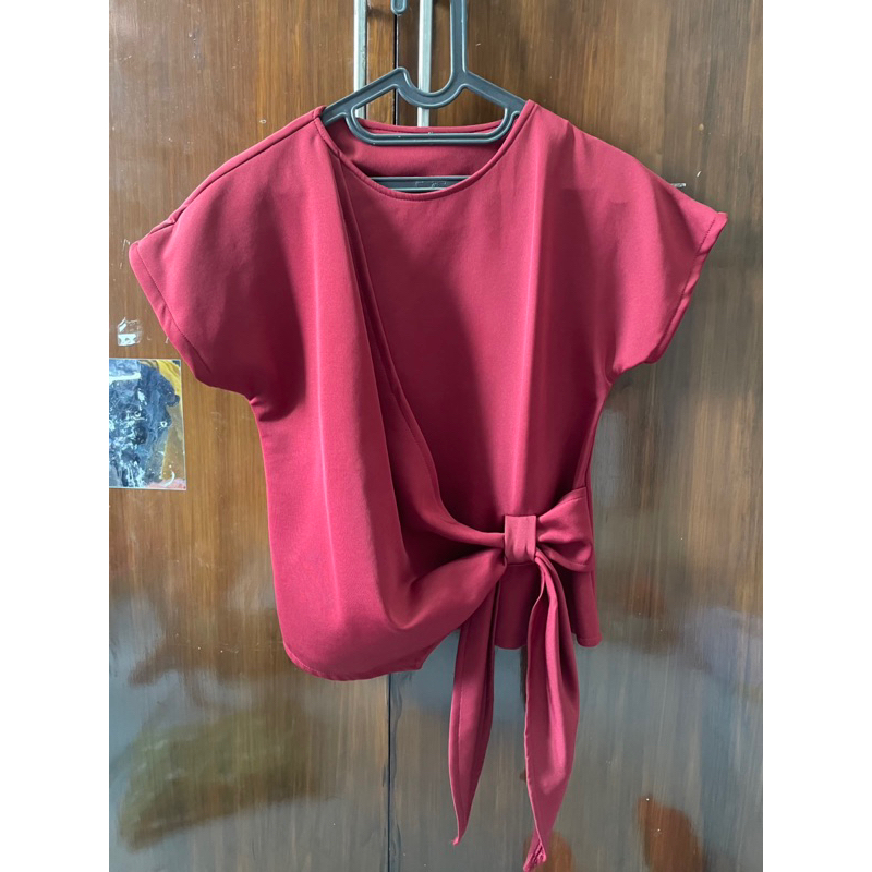 CLEARANCE SALE blouse atasan wanita merah maroon