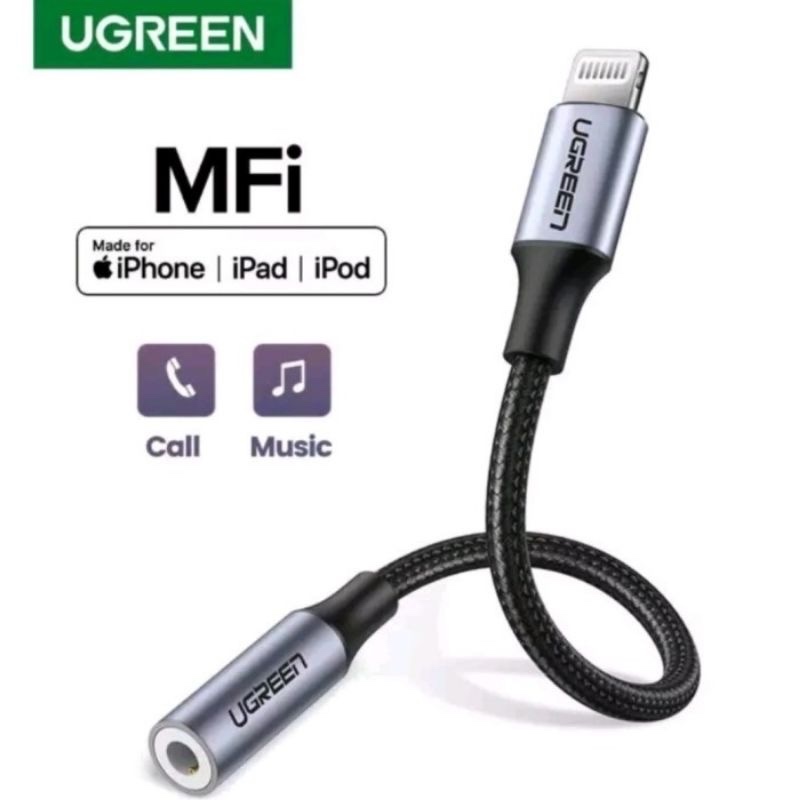 ￼Ugreen Mfi Lightning to Jack 3.5mm IPhone Headset Adapter Mic Audio