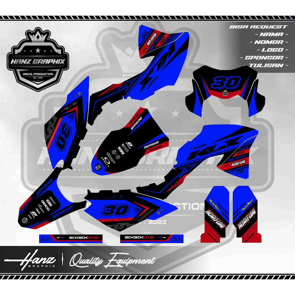 DECAL STICKER KLX BF / G / EXTREME BIRU HITAM MERAH FULLBODY KEREN