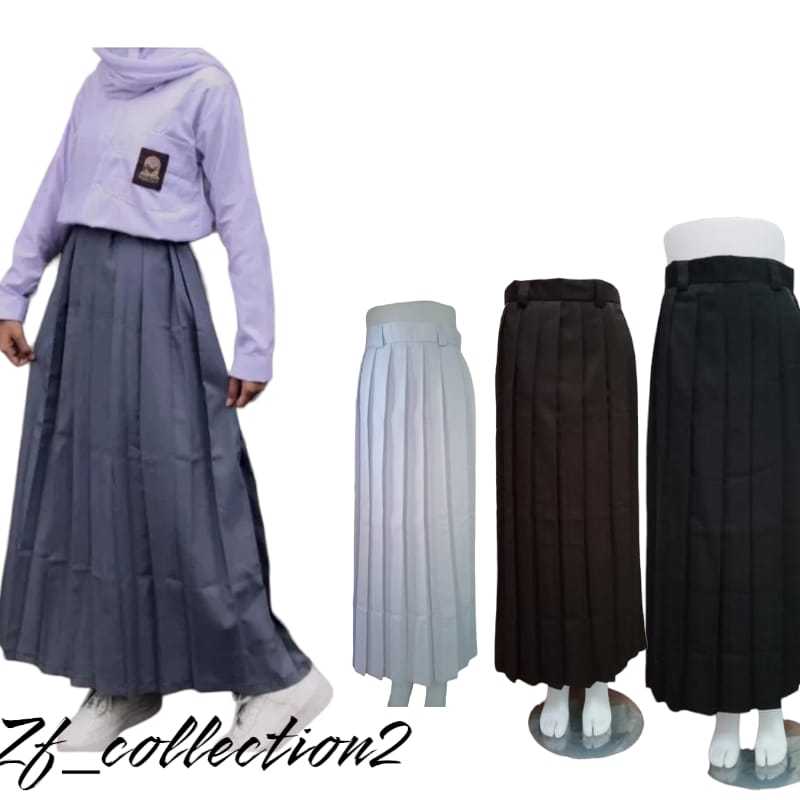 PROMO / BAHAN PREMIUM / Rok Sekolah SMA/SMK rempel panjang non karet Rok Seragam SMA/SMK lipit Rok