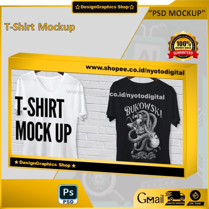 Mockup Kaos T-Shirt Format Photoshop PSD T-Shirt Mockup