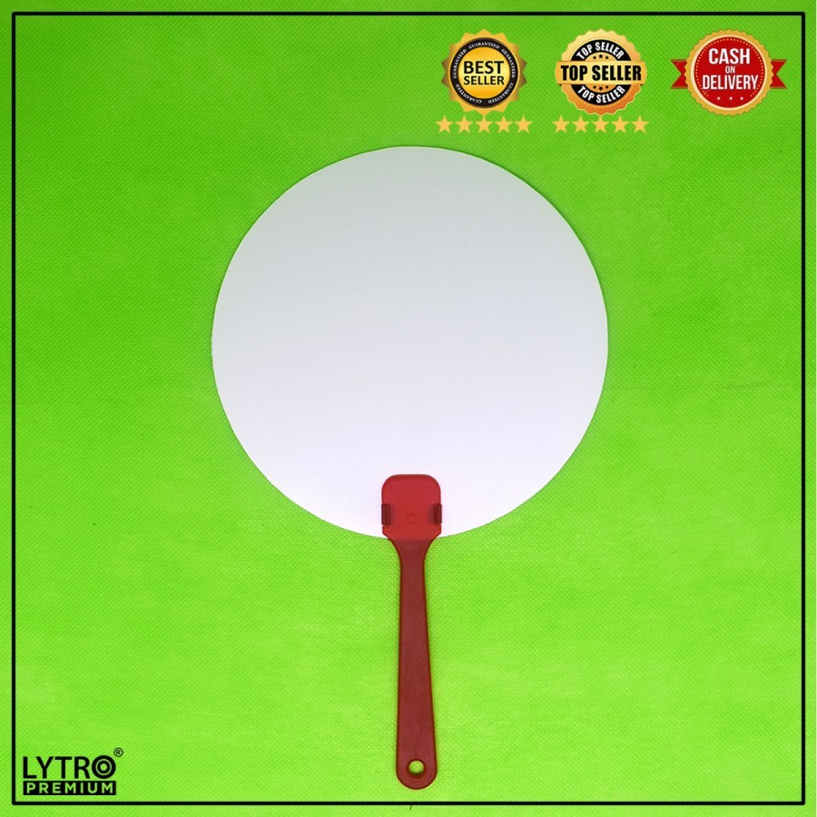 Kipas Plastik Souvenir Polosan Bulat - Kipas Plastik PVC - Kipas Plastik Tanga / Hand Fan Polos