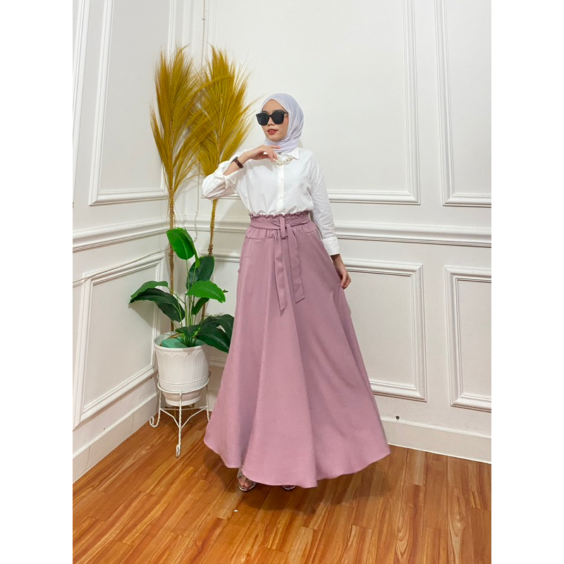 ROK PAYUNG TALI MOSCREPE - ROK PAYUNG PANJANG - ROK PANJANG POLOS
