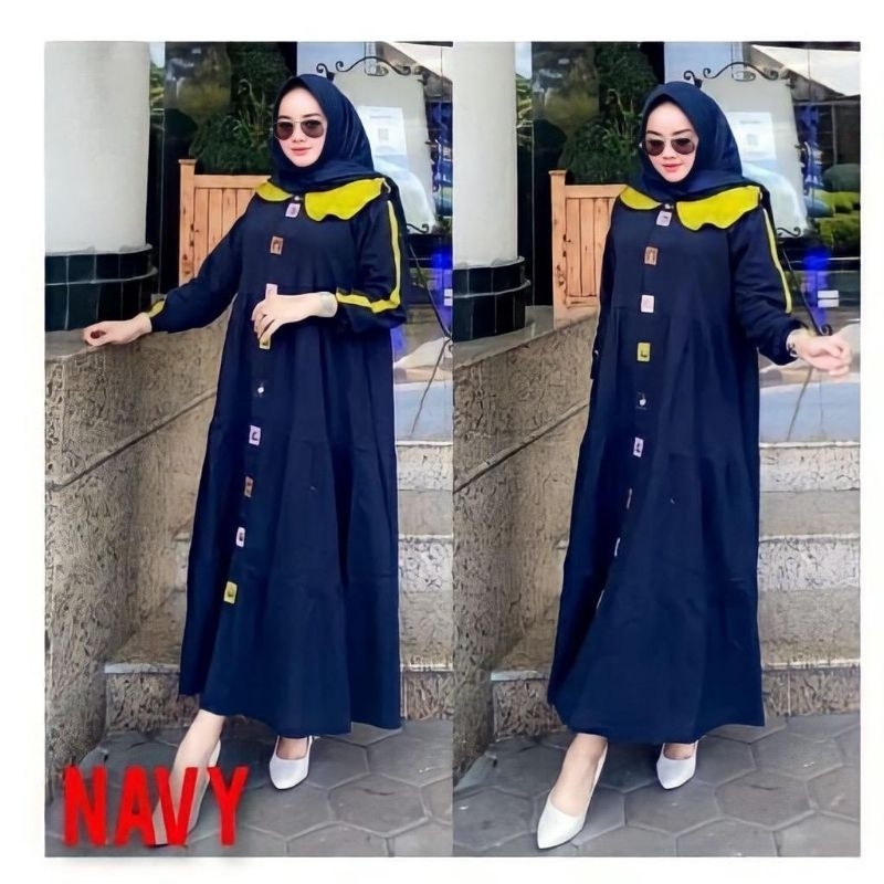 GAMIS MIDI KANCING PELANGI CRINKLE AIRFLOW PREMIUM